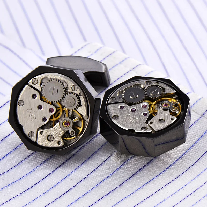 Ювелирные изделия рубашка запонки для мужчин бренд кнопка черный цвет Часы