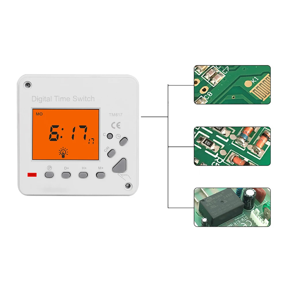 

220V Backlight Large LCD Display Digital Electronic Timer TM617-2 Smart Control For Household Appliance Board Road LampNice