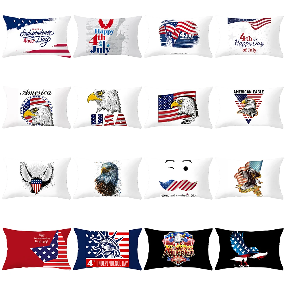 

American Independence Day Pillowcase National Flag Bald Eagle Throw Pillow Covers Statue Of Liberty Stars Animal Cushion Cover
