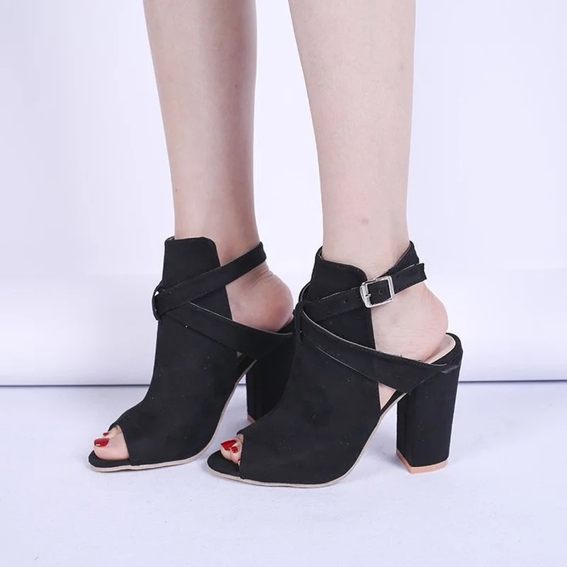 

Women's Sandals 2021 Summer New Style Solid Color Square Heel High Heels Women Open Toe Comfortable Casual Shoes Women's Shoes
