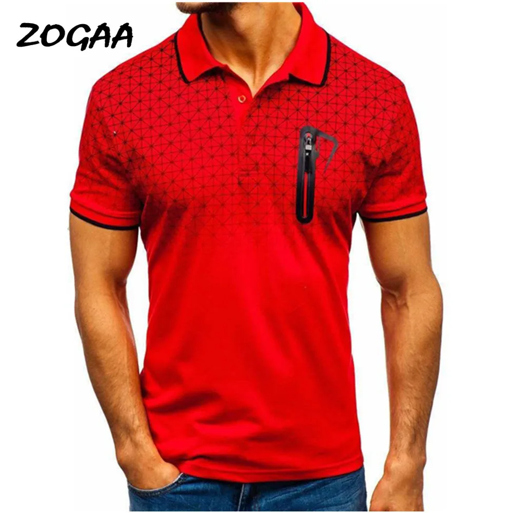 ZOGAA T-shirts Man Men's Polo Shirt Gradient Printing Fake Pocket Summer Daily Oversized All-match Hot Sale Male Chic Casual Boy