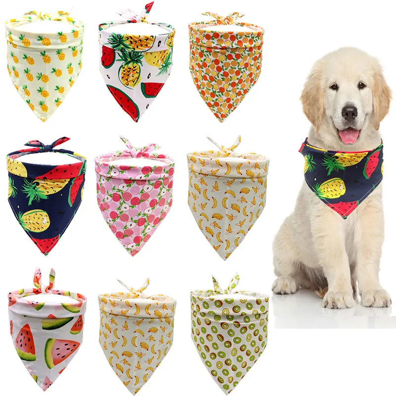 

Fruit Print Pet Dog Bandanas Colorful Cartoon Puppy Cat Bibs Adjustable Small Dog Cat Scarf Dog Scarf Pet Grooming Accessories