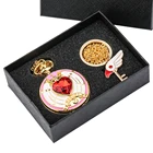 Карманные часы, брелок, подарочный набор, Япония, аниме, волшебная девушка, Сакура, мультфильм, косплей, кулон, часы, часы для девочек, женщин, Рождественский подарочный набор