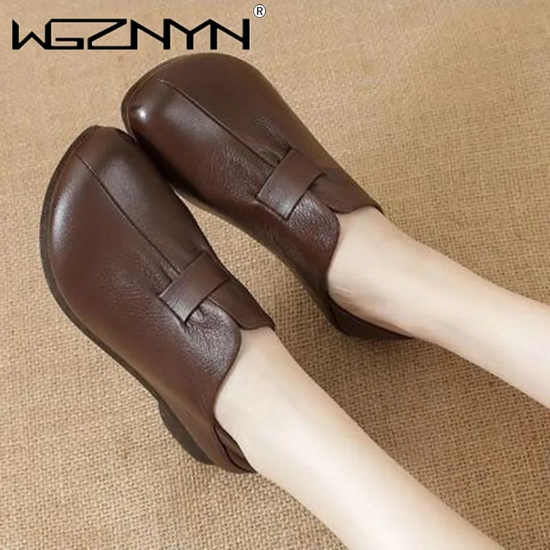 

Women Shoes Summer Autumn Genuine PU Leather Soft Sole Flats Shoes Soft Black High Quality Leather Flats Designer Women Sneakers