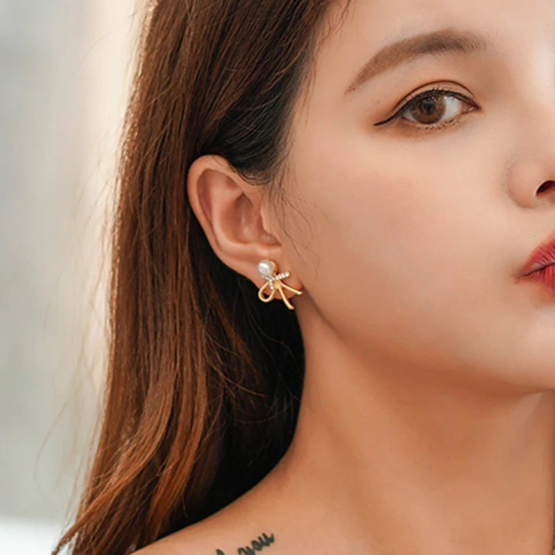 Женские серьги-бабочки Xinwei Золотые серьги-стразы с кристаллами вечерние серьги