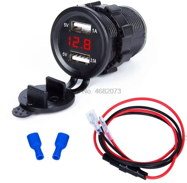 by DHL/Fedex 20pcs Dual USB Motorcycle Cigarette LighterCharger Socket Charger+LED Digital Voltmeter Meter Monitor 3 colors | Автомобили и