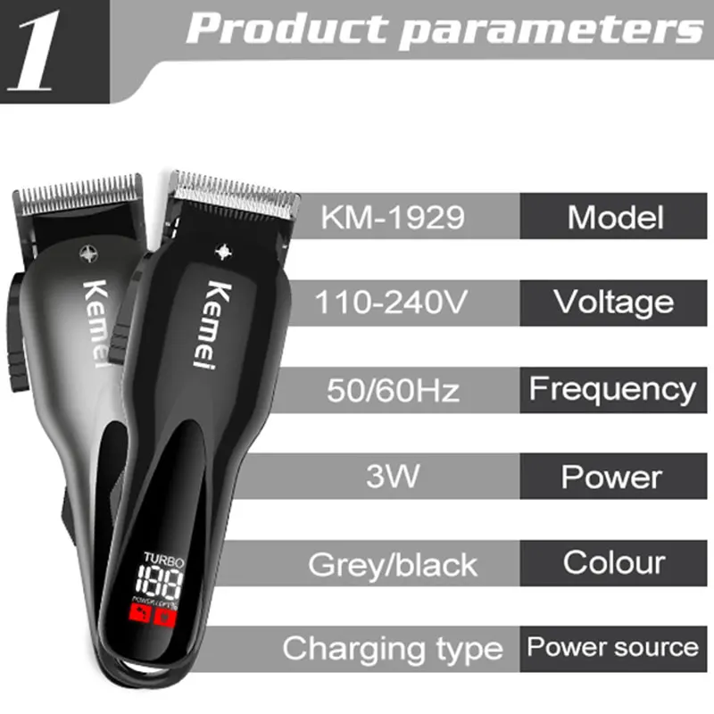 Профессиональная двухскоростная Беспроводная Машинка для стрижки волос от kemei