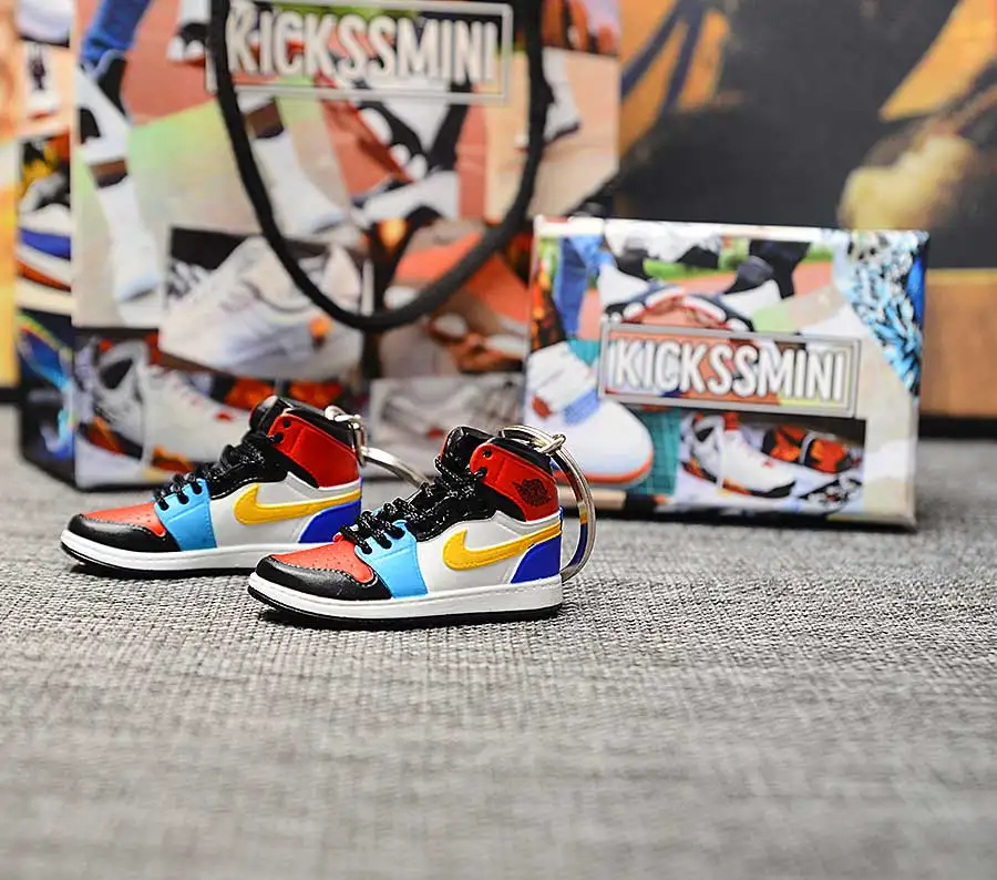a pair w metal ring Персональный DIY Jordan Generation AIR JORDAN 1 chicago 3D кроссовок фигурный брелок сумка Подвеска парный брелок - Цвет: a pair w metal ring