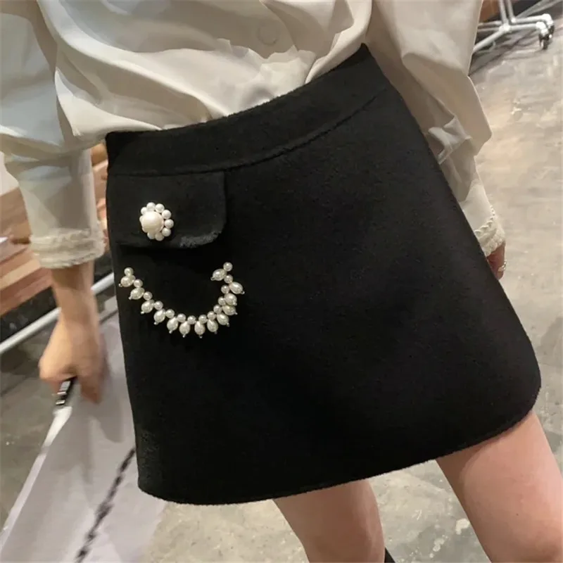 

2021 Autumn Women's Clothing 2pcs Fashion Peter Pan Collar Lattice Long Sleeve Knitted Cardigan High Waist Slim A- Line Skirt