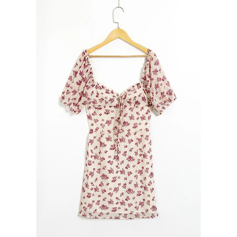 2020 модное летнее сексуальное платье с квадратным воротником пышное коротким