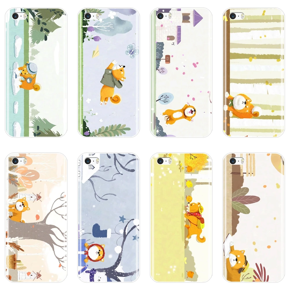 For iPhone 5 5C 5S SE 4 4S Phone Case Silicone Shiba inu Dog Japanese Japan Kawaii Cartoon Soft Back Cover For iPhone 4 5 S Case