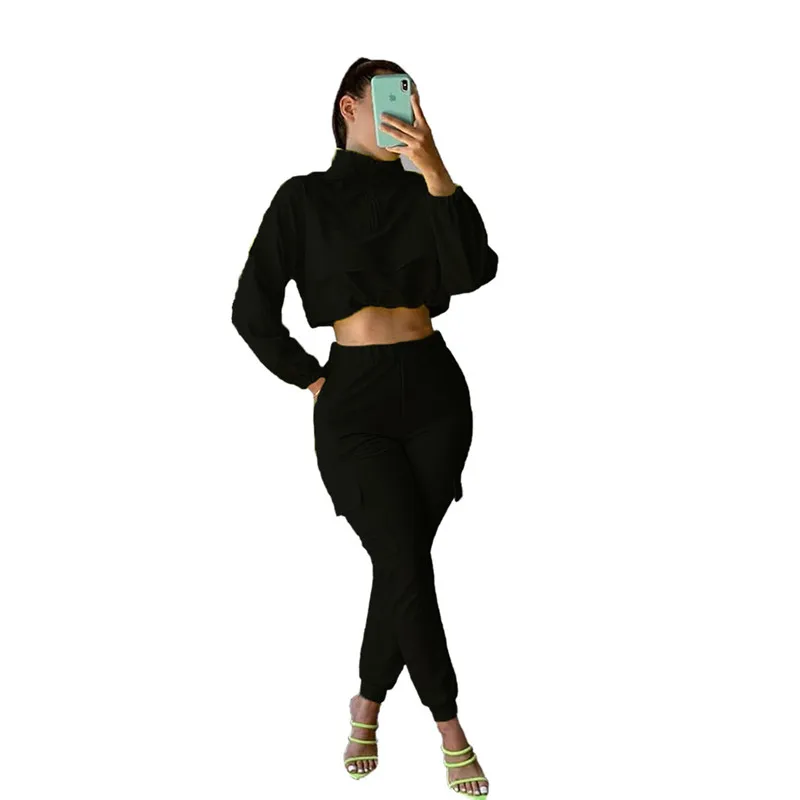 

Two Piece Set Women Autumn 2020 Tops And Pants Tracksuits Women Leisure Sports Suit Short Tops Long Pants Ropa Mujer