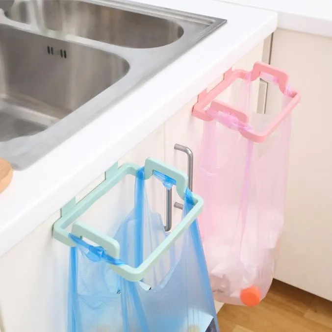 

Trash Rack Storage Garbage Bag Holder Cupboard Door Back Kitchen Garbage Rubbish Bag Cabinet Hanging Trash Rack Kitchen Orgnizer