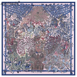 Женский шелковый шарф Zeminsolo, квадратный платок-бандана, элегантные атласные шарфы для женщин 130*130 см