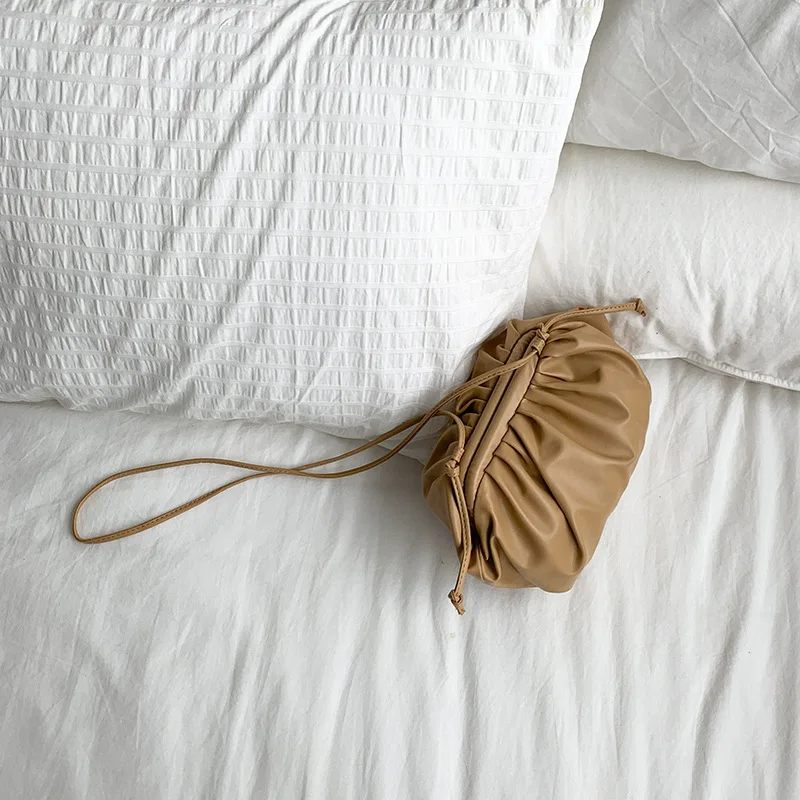 Плиссированная сумка через плечо из мягкой кожи клатч с одним плечевым ремнем