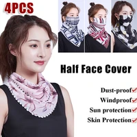 14pcs new chiffon neck scarf face wraps sunscreen neckerchief floral bandana head scarves bandana outdoor sport hair band 2021