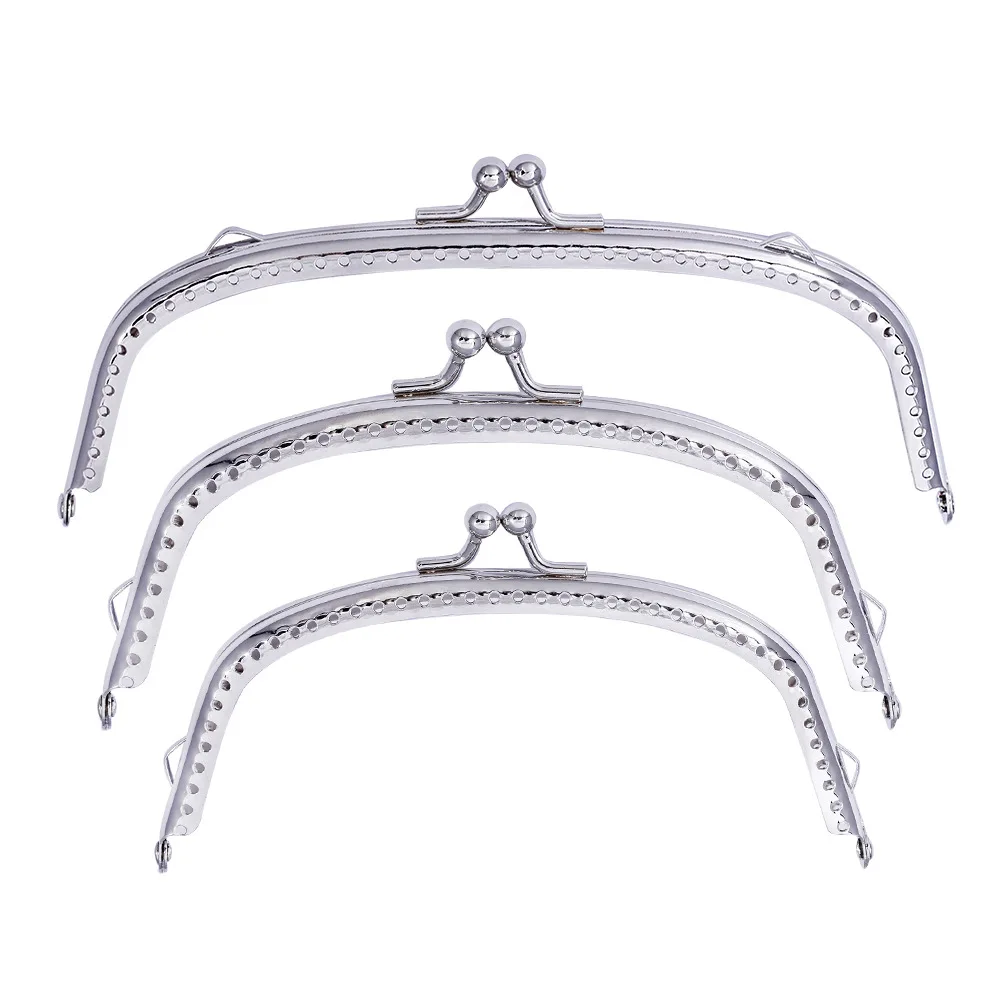 

10PCS Silver Round DIY Coins Bag Frame Purse Handle for Clutch Bag for Accessories Frame Metal Kiss Clasp Lock 10.5/12.5/15.5CM