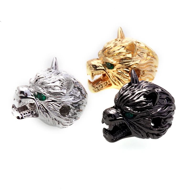 Бусины-разделители из меди и циркона в форме волчьей головы винтажные аксессуары