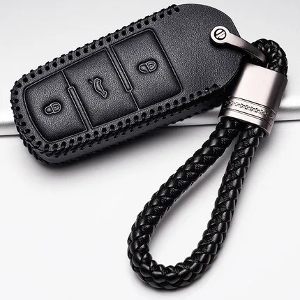 H1 Black line Кожаный чехол для автомобильных ключей, чехол для ключей, пульт дистанционного управления для Volkswagen VW серии Passat B7 Magotan CC Portect Leon, автомобильный продукт - Название цвета: H1 Black line