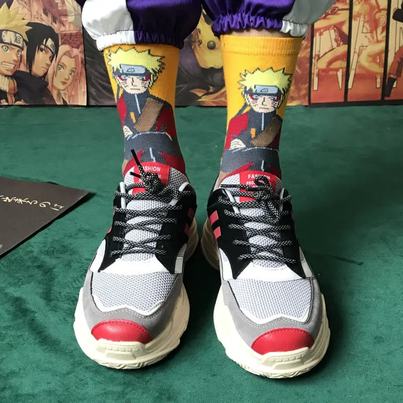 

Personality Cartoon Anime Cotton Socks Men And Women Crew Socks Funny Ninja Embroidery Painting Happy Gift Unisex Socks