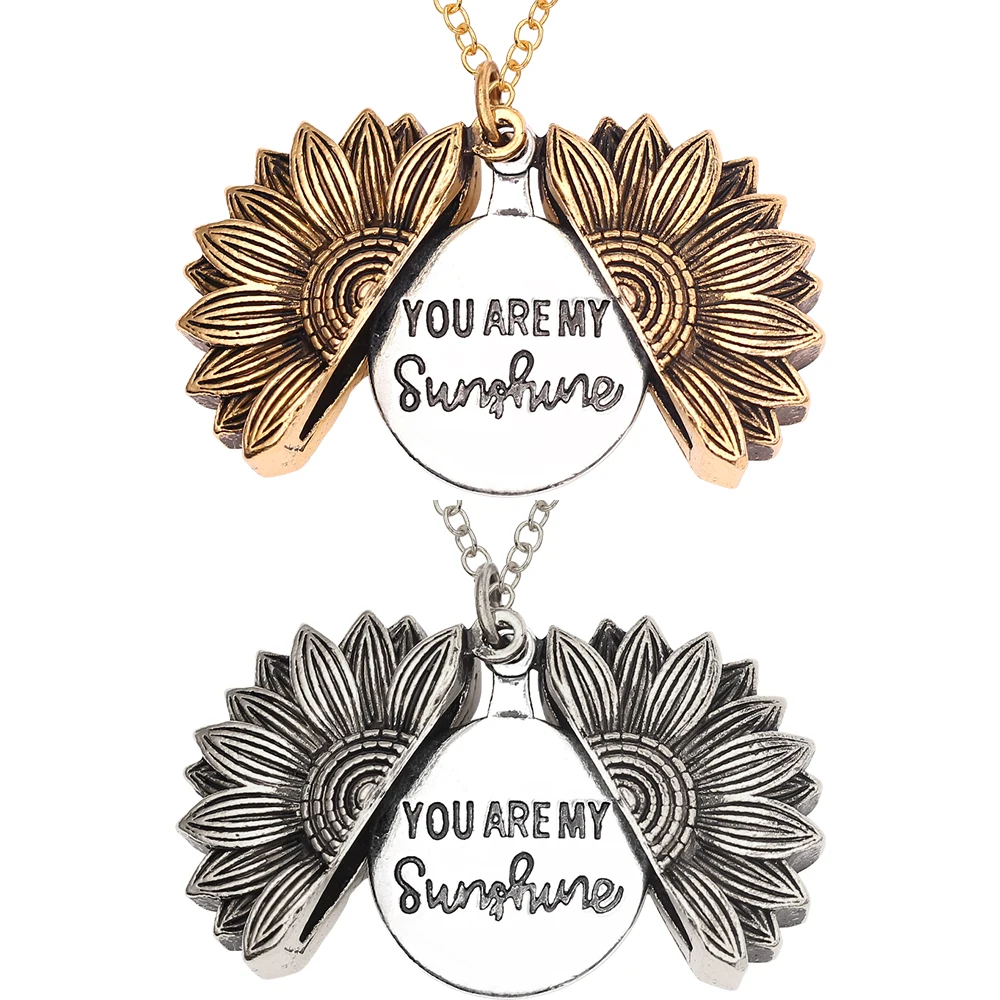 Заказное ожерелье из подсолнечника для женщин You are my sunshine открытый медальон