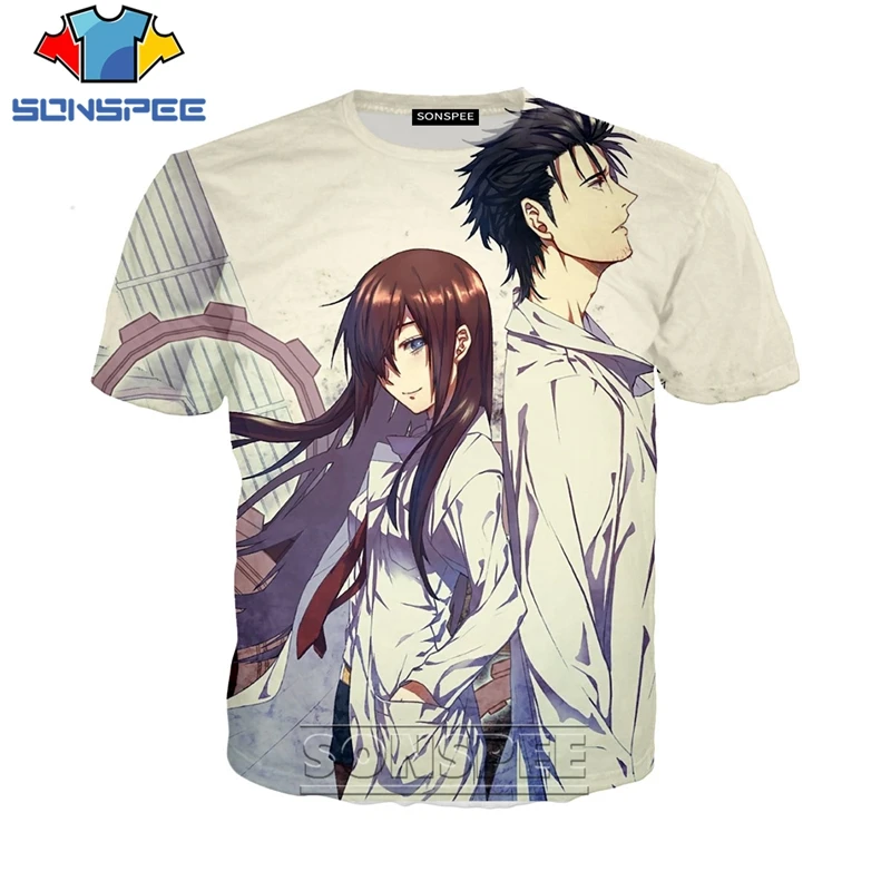 

SONSPEE 3D Print Steins Gate T-shirts 2019 New Men Women Casual Unisex Short Sleeve Fashion Streetwear Anime Tees Tops Shirt