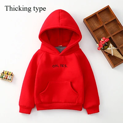 Thick Red sweatshirt For Girls Children's Hoodies For Boys Red/Yellow/Green Pullover Thick Girls/Boys Sweater Kids Clothes DC125 - Цвет: Thick Red