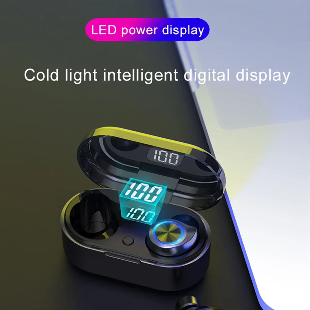 TWS 5 0 Bluetooth наушники со светодиодным дисплеем беспроводные стерео мини-гарнитура