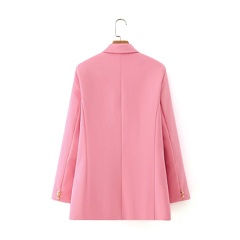 Женский классический блейзер Star firefly розовый двубортный с карманами и брюки