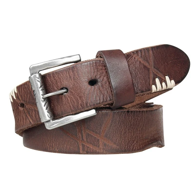 

Casual Top Cow genuine leather belts for men High Quality Pin Buckle Vintage Design Male Waistband jeans Original cowboy belt