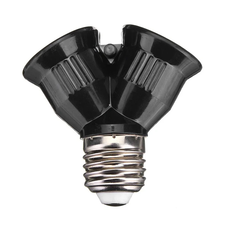 

1Pc E27 TO 2E27 Socket Base LED Bulb Converter Splitter Adapter E27 To 2 E27 Lamp Holder Converter Black Fireproof Material