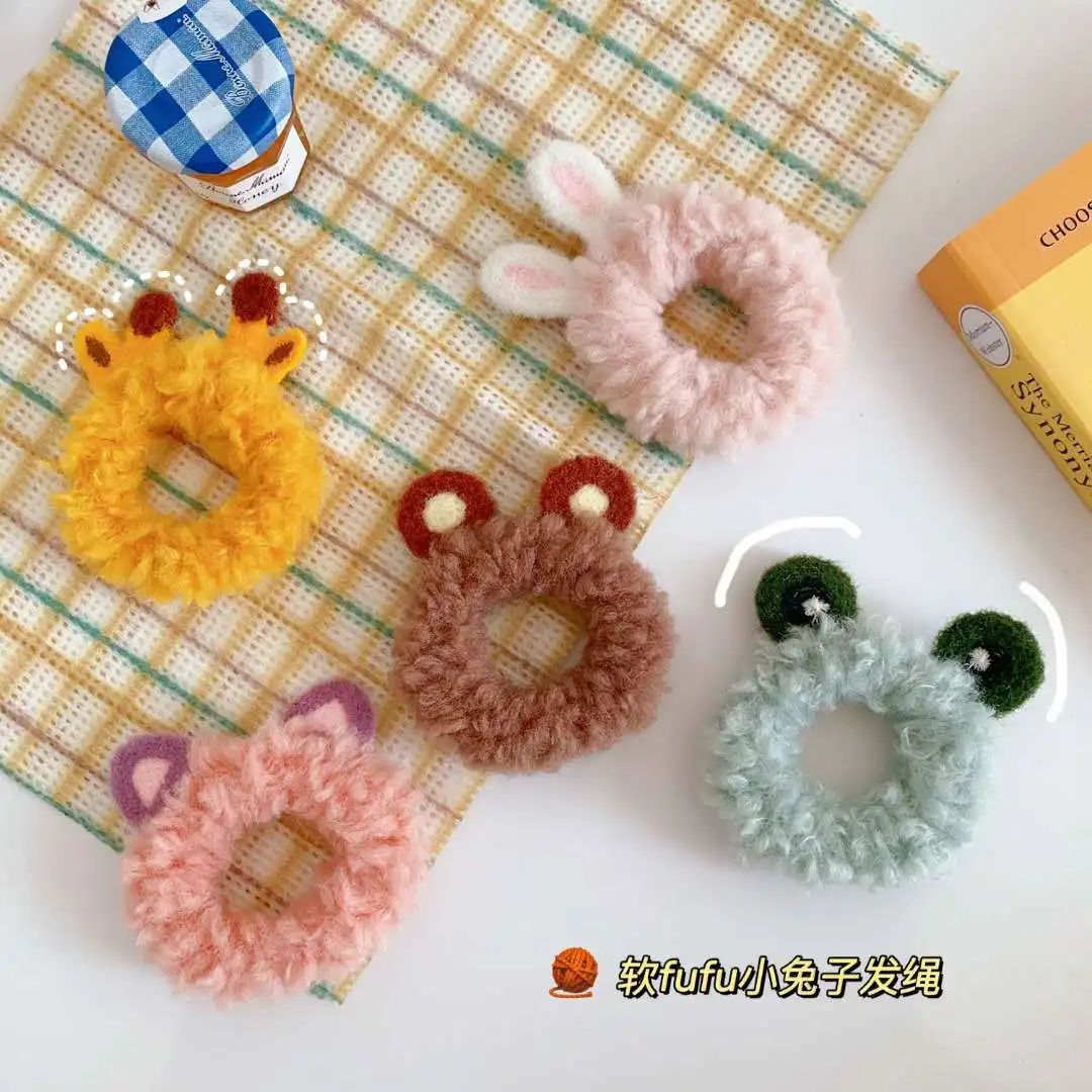 

2021 Sweet Warm Soft Cute Plush Scrunchie Women Girls Elastic Hair Rubber Bands Accessories Tie Hair Ring Rope Holder Headdress