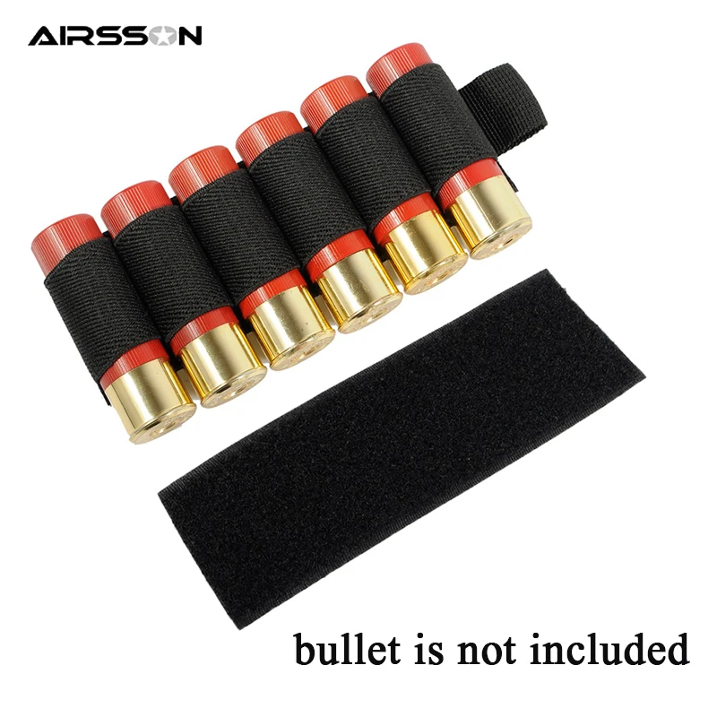 Airsson 6 Круглый пистолет Buttstock тактический страйкбол держатель оболочки эластичный патроны Перевозчик крюк и петля Охотничьи аксессуары картриджи