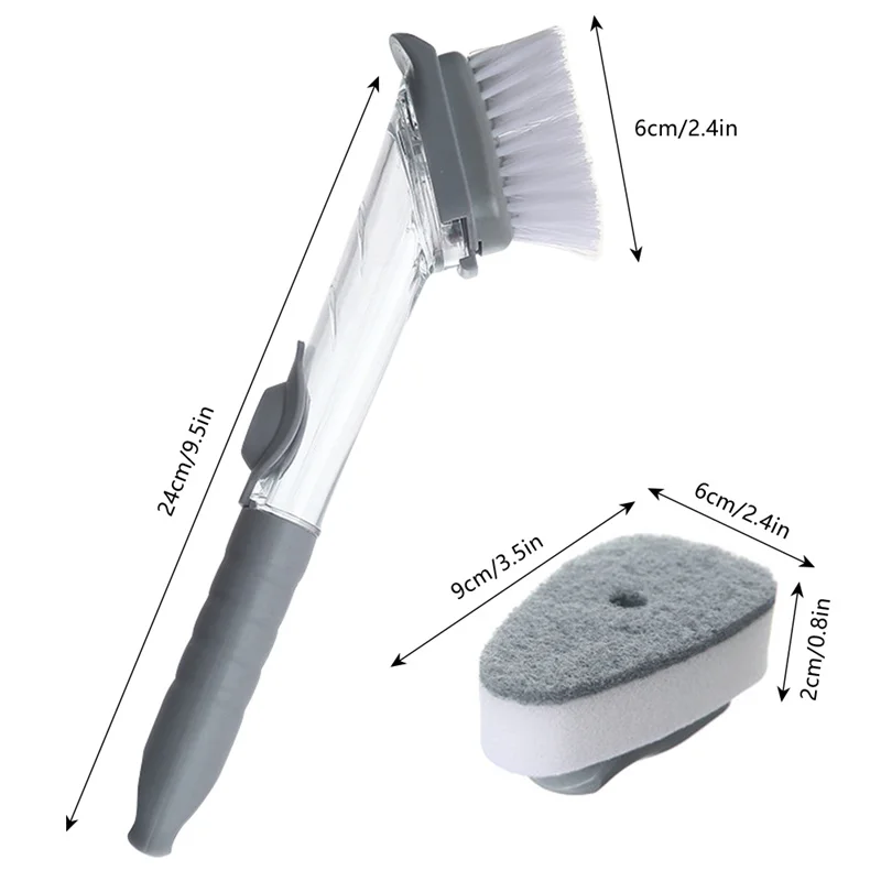 

Kitchen Multifunctional Long Handle Dishwashing Brush Dishwashing Automatic Water Filling Dishwashing Brush Sponge Brush