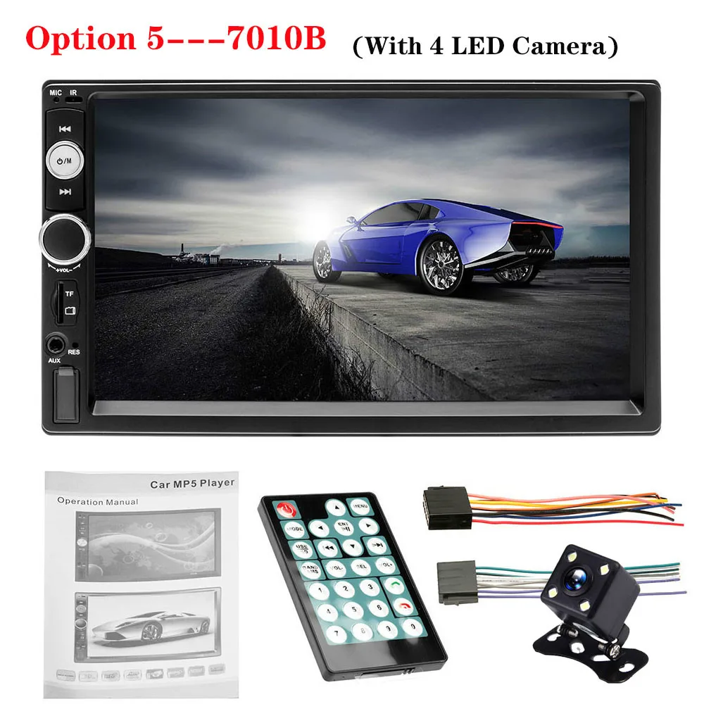 4 LED CAM 2 Din автомагнитола " HD плеер MP5 сенсорный экран цифровой дисплей Bluetooth USB SD мультимедиа 2din Авторадио-вид сзади камера - Цвет: 4 LED CAM
