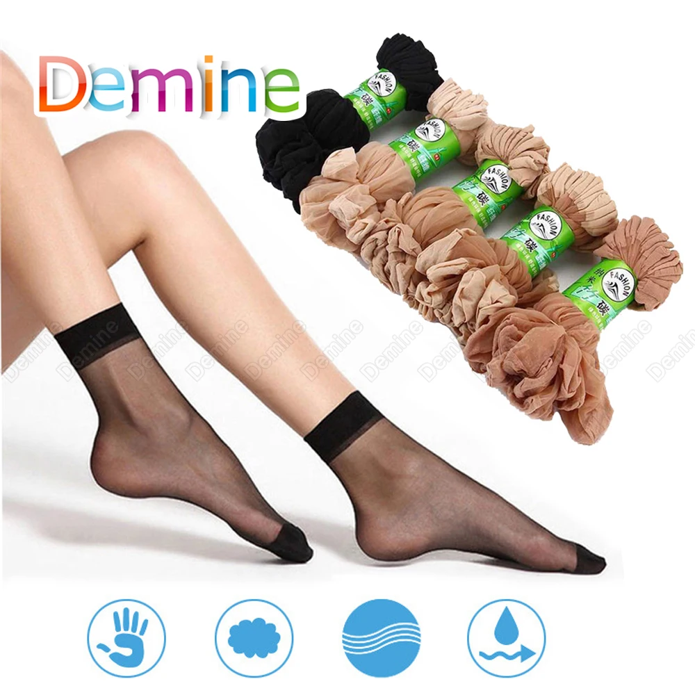 

10pcs Sexy Women Socks Summer Fashion Invisible Ultra Thin Silk Socks Cute Harajuku Girs Elastic Breathable Short Stockings