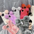 3D милый плюшевый чехол для телефона iPhone 12 Mini 11 13 Pro Max X XS MAX XR SE 2020 8 7 6S 6 Plus 5 5C зимний пушистый роскошный чехол-накладка