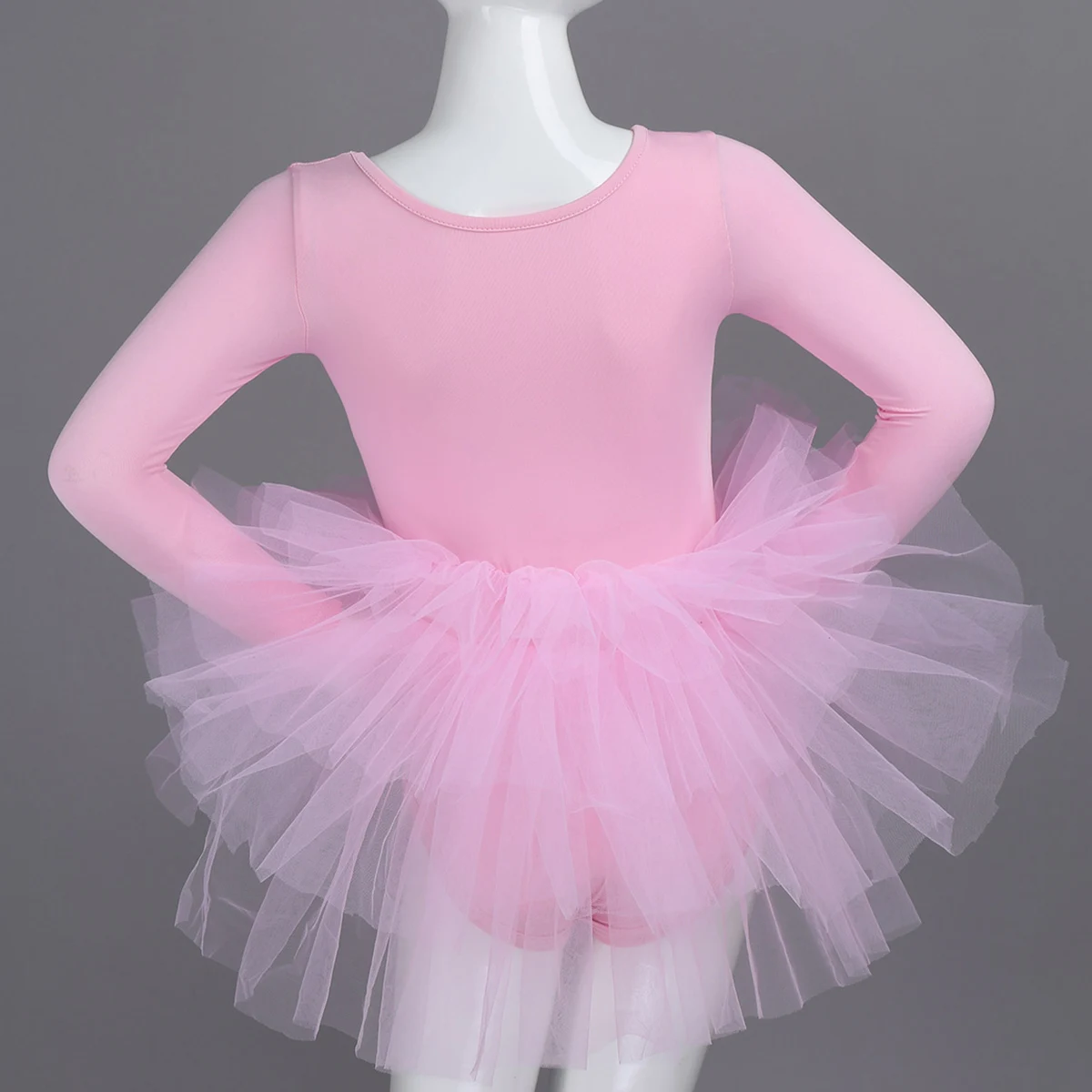 Детское танцевальное платье ChicTry с длинными рукавами эластичное пушистое 4