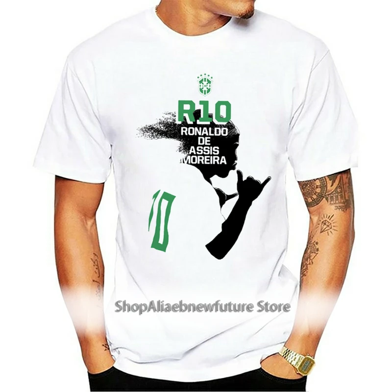 

Tide Brand Short Sleeve T-shirt Ronaldinho Brasil Spain Barcelona Barca World Player Jersey Tees men's Top High Quality