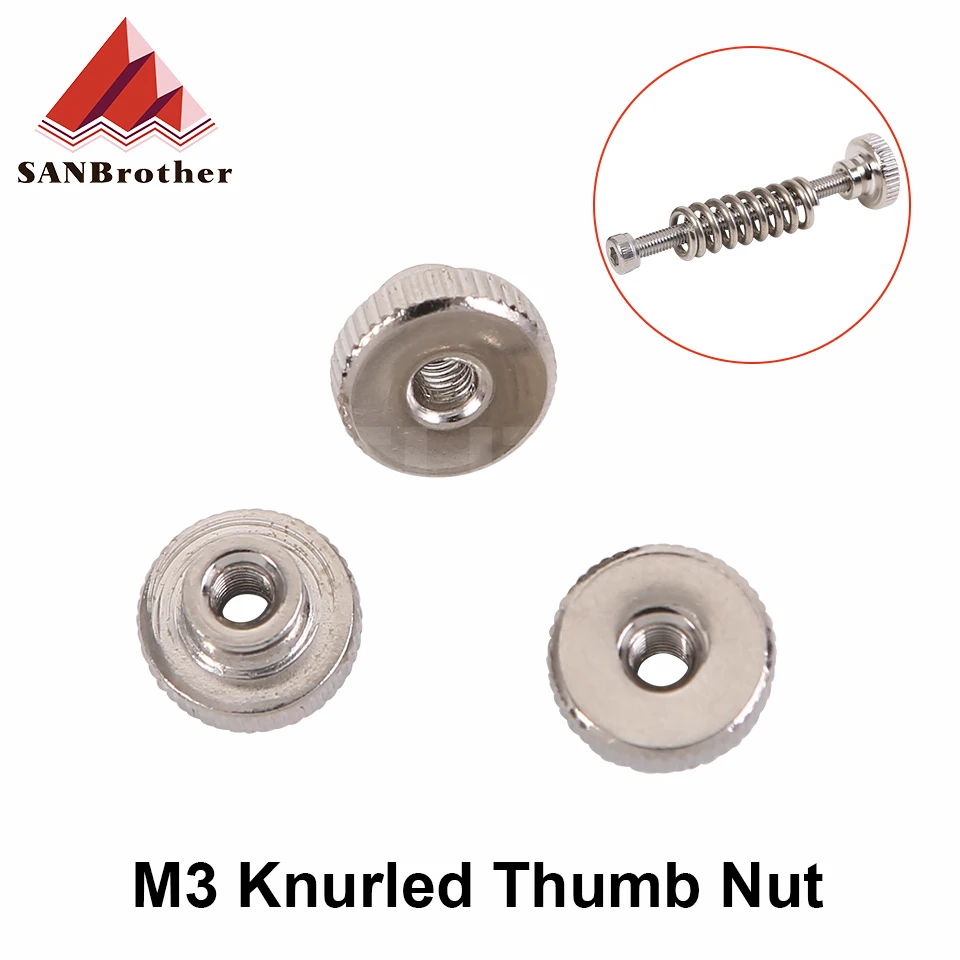 10pcs/lot 3D Printer Heated Bed Leveling Nut Z-axis Leveling Nut M3 Knurled Thumb Nut for Makerbot Prusa I3 Printer