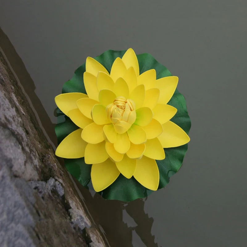 

1Pcs Artificial White Lotus Leaves Flowers Water Lily Floating Flower Pond Tank Plant leaf Ornament Home Garden Pond Pool Decor