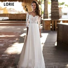 Элегантные кружевные свадебные платья LORIE с рукавом 34, шифоновые пляжные свадебные платья а-силуэта в стиле бохо 2020, свадебное платье принцессы, женское платье