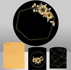 Круглый спасательный круг черного и золотого цвета с рисунком 