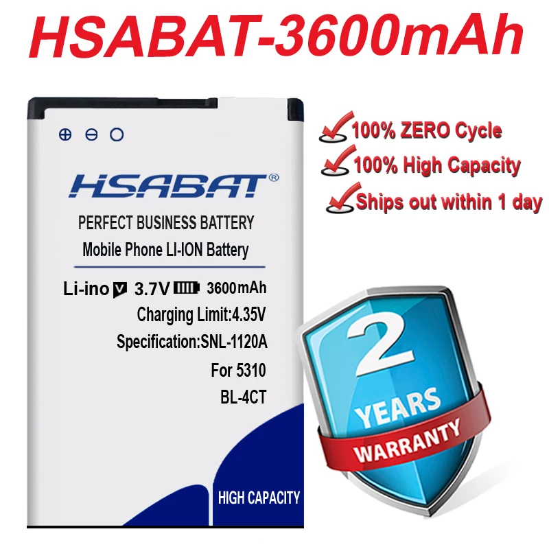 Аккумулятор HSABAT для Nokia 5310 3600 мАч 5630XM 7212C 7210C 6600F|battery for|battery for nokiabl-4ct battery |