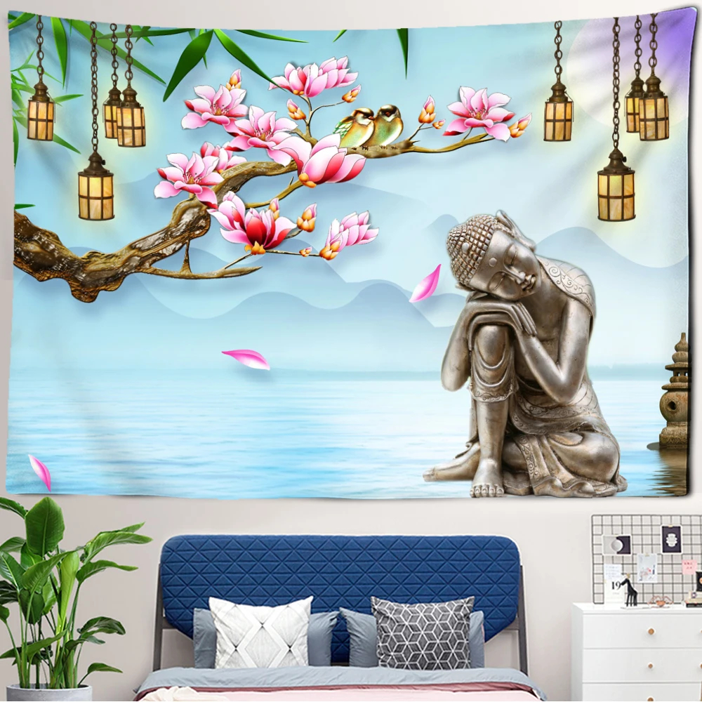 

Indian Buddha Tapestry Wall Hanging Religious Bohemian Tapiz Witchcraft Living Room Outdoor Home Decor