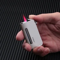 ultra thin metal torch lighter jet turbo windproof visible gas butane cigar cigarettes portable lighters smoking accessories