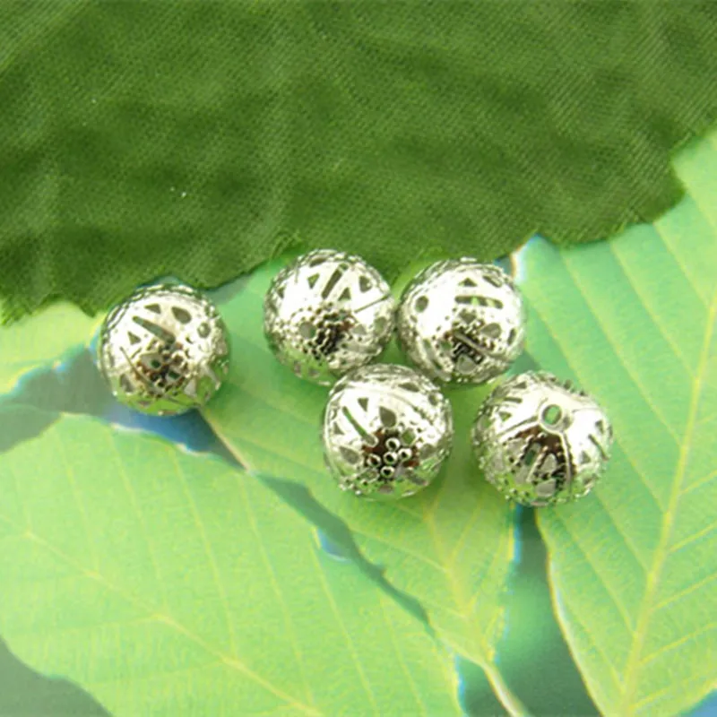 Круглые полые блестящие бусины разделители для изготовления украшений 10 мм