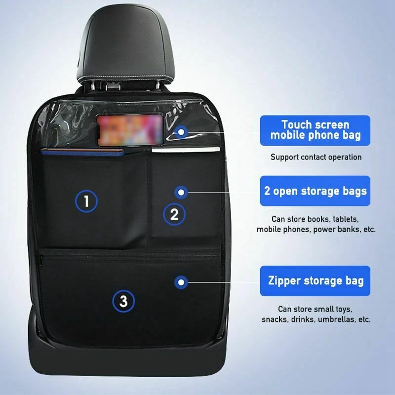 

PU Anti Kick Pad Waterproof Car Seat Back Cover Protector Auto Anti Scratch Mats for Child Pet with Zipper Storage Bags
