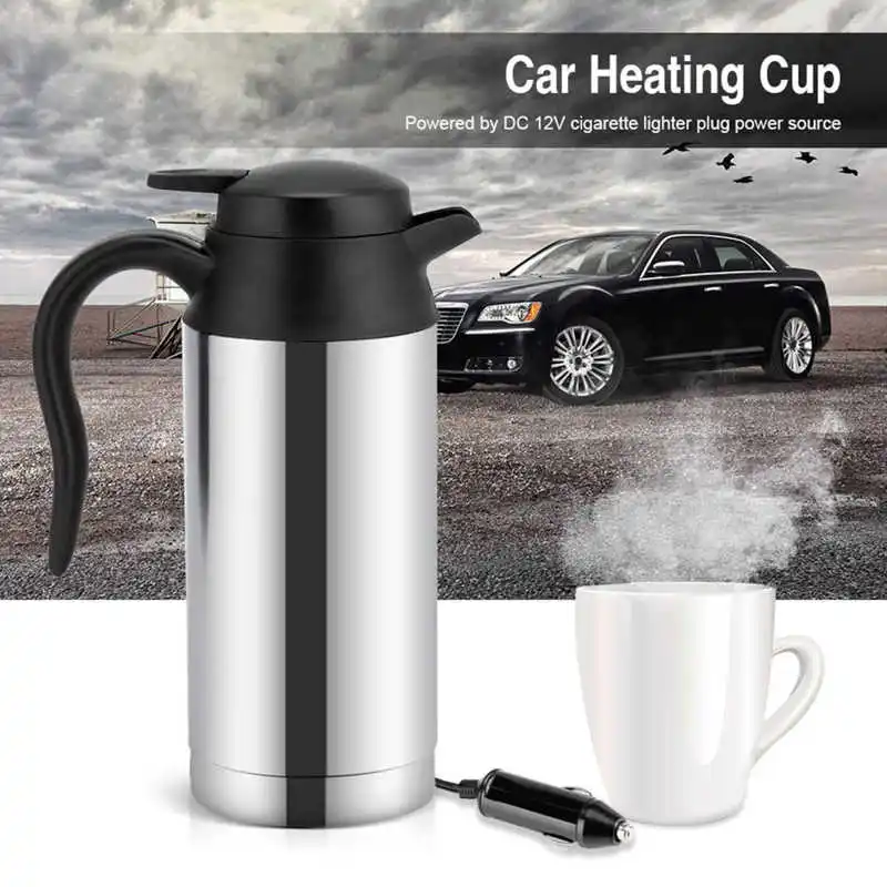 

12V 750ml Stainless Steel Electric Car Kettle Heating Cup Coffee Mug Travel Water Bottle Insulated Cup