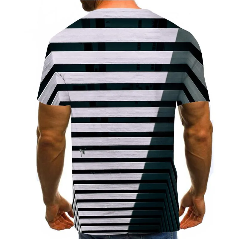 

Men Graphic T Shirts Round Neck 3D Print Short Sleeve Daily Tops Black And White Tees